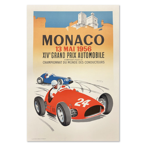"Monaco Grand Prix 1956" Auto Racing Lithograph Poster