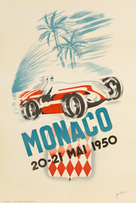 "Monaco Grand Prix 1950", Auto Racing Lithograph Poster