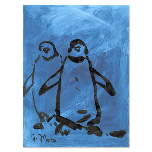 "Two Penguins" Original Gouache Painting by Joseph Mota (SOLD)