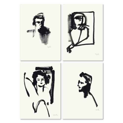 "Shadowed Expressions" Original Set of Four Ink Drawings by Yuki Osada