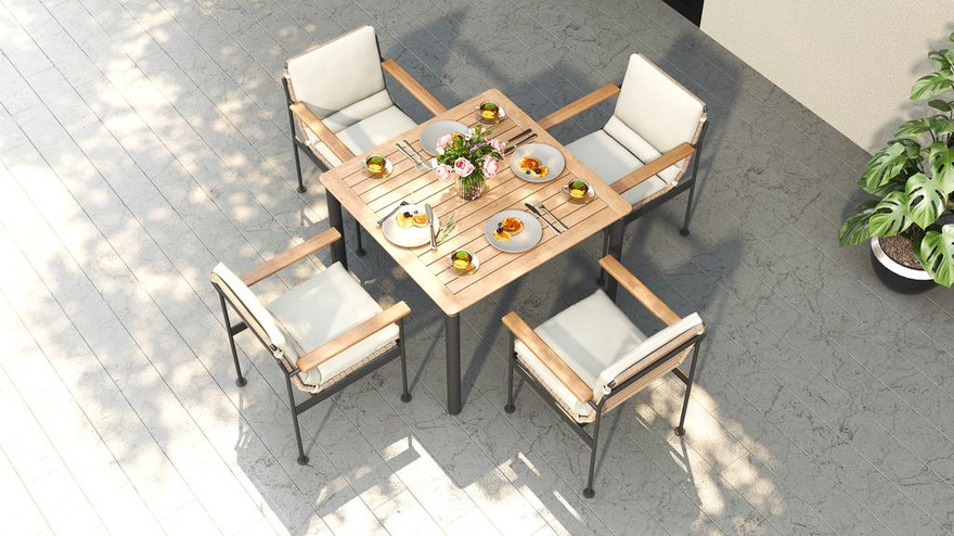 Ara Dining Table 100 Aluminium - Ambiance Image~~ Ara Dining Table 100 Aluminium - Ambiance Image~~