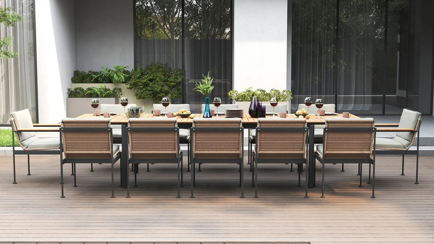 Ara Extension Dining Table SS Powder Coated - Ambiance Image~~