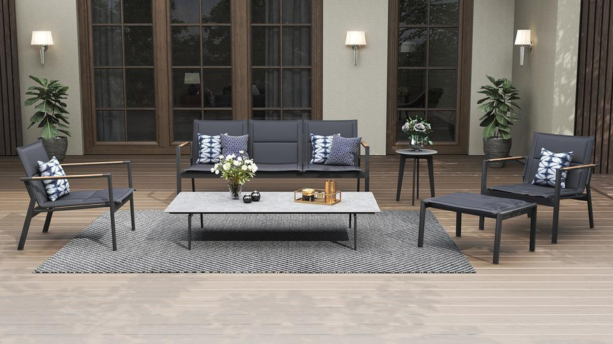 Dorus SS Coffee Table Recta 160 -Ceramic Top - Ambiance Image~~