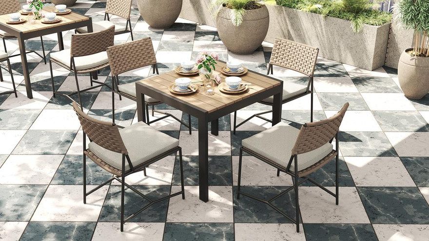 Enzo Dining Table 80 Teak Top - Ambiance Image~~