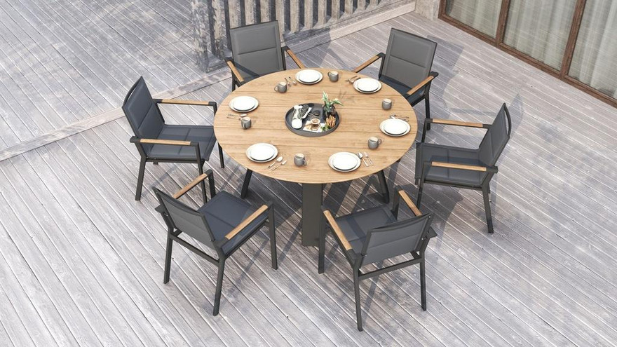 Octa Round Dining Table 150 Alu - Ambiance Image~~