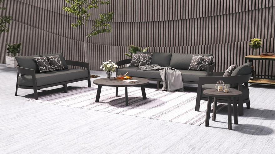 Vento Aluminium Round Coffee Table - Ambiance Image~~