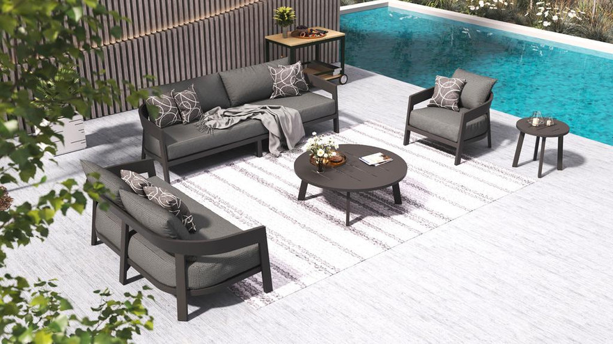 Vento Aluminium Round Side Table - Ambiance Image~~
