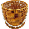 6.5" Decorative Woven Basket with Pearl Handle - Brown