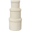 9.5" White Bouclé Fabric Flower Box - Set of 3 - Off-White