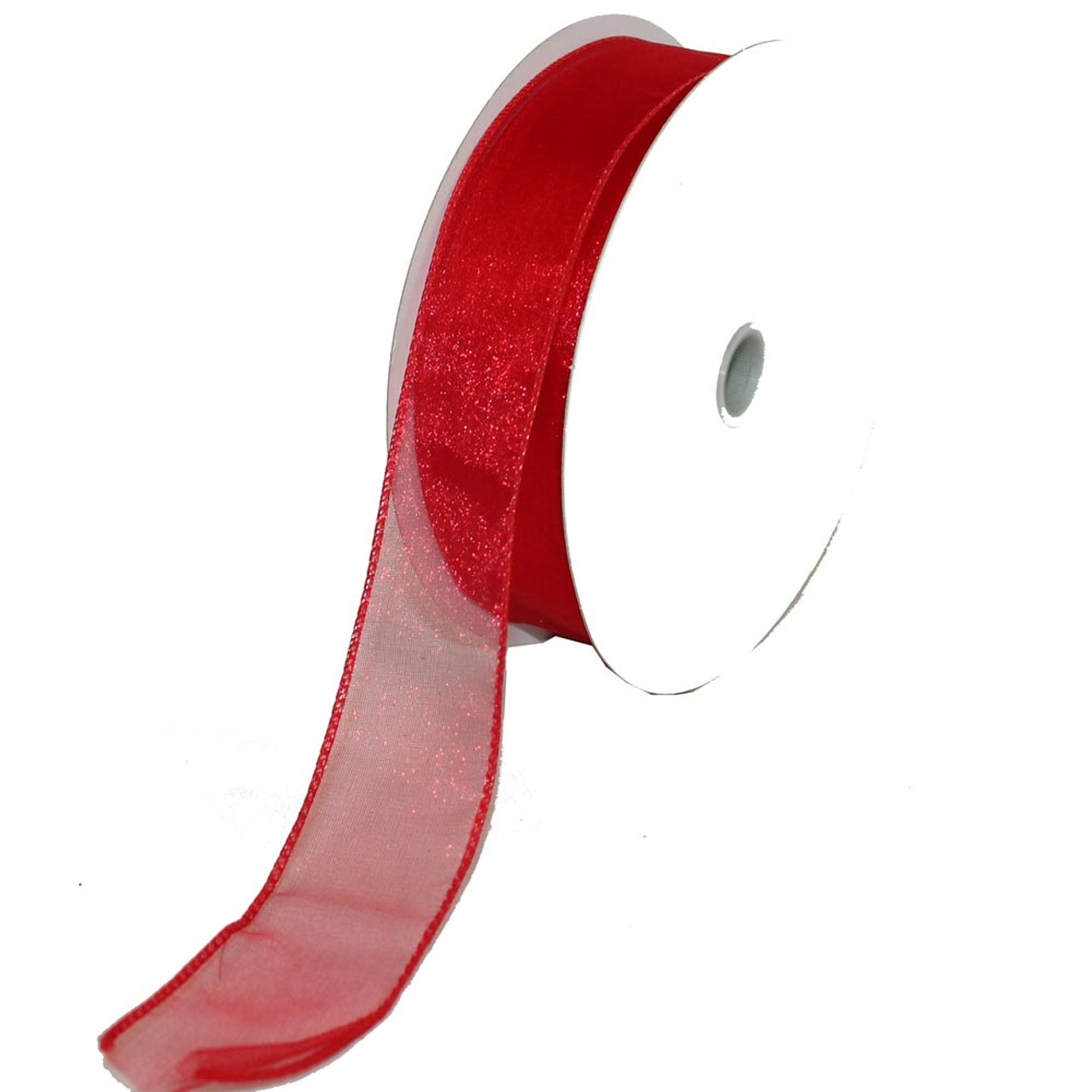 1.5 Red Wired Sheer Ribbon - LO Florist Supplies