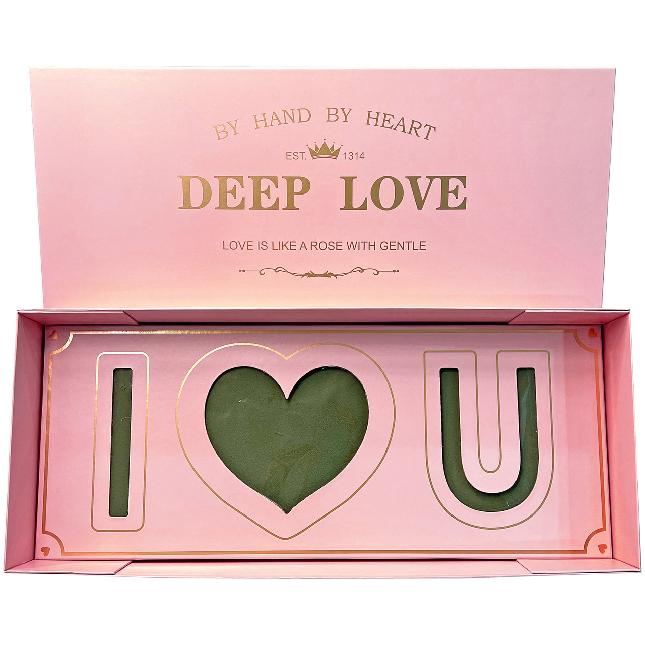 24L x 10 x 4H Pink Rectangular I Love You Flower Box With