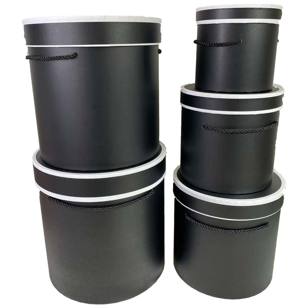 Tall Black Cylinder Floral Box Set of 5 - Extra Large - LO Florist