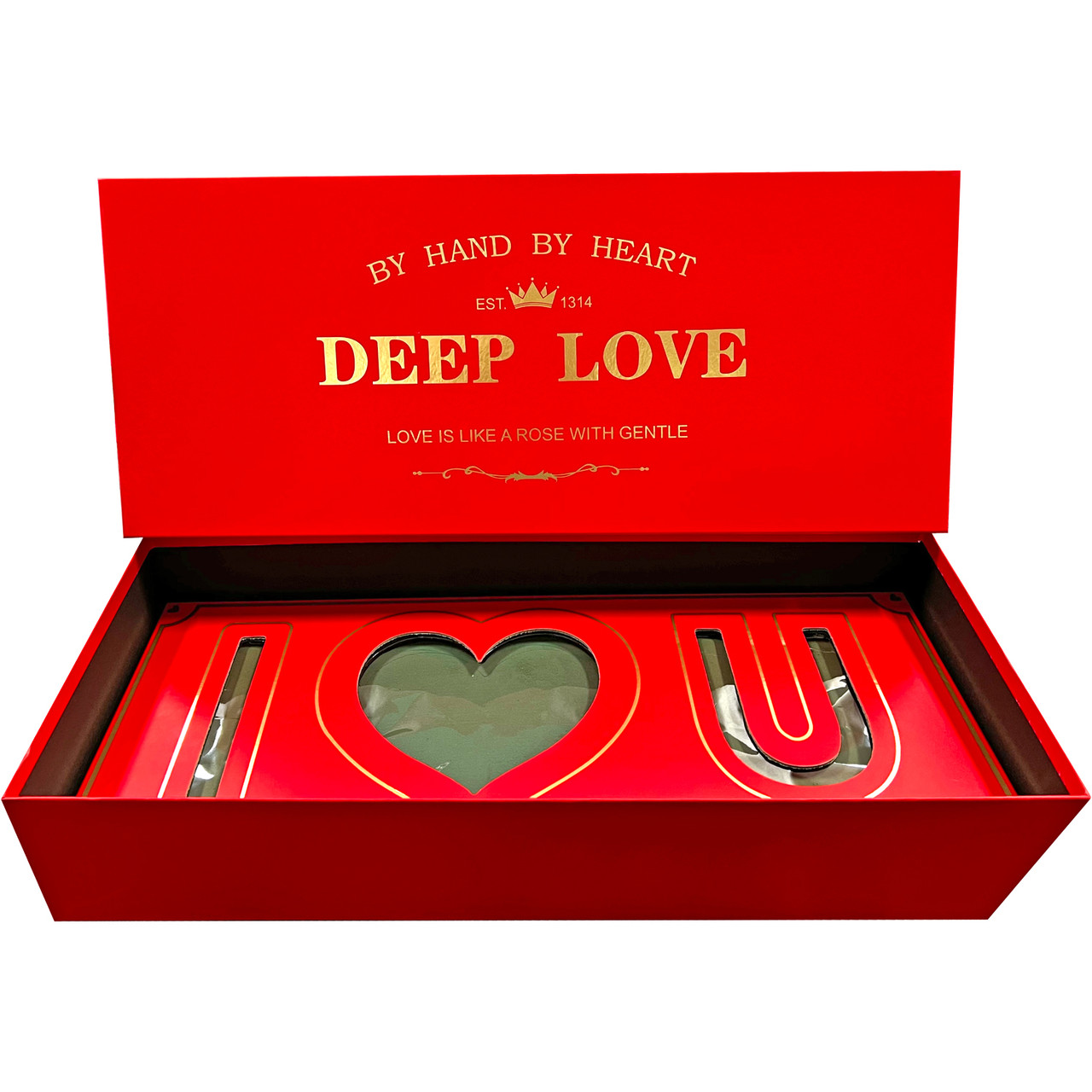 Red and Gold I Love You Floral Gift Box with Fresh Foam - LO