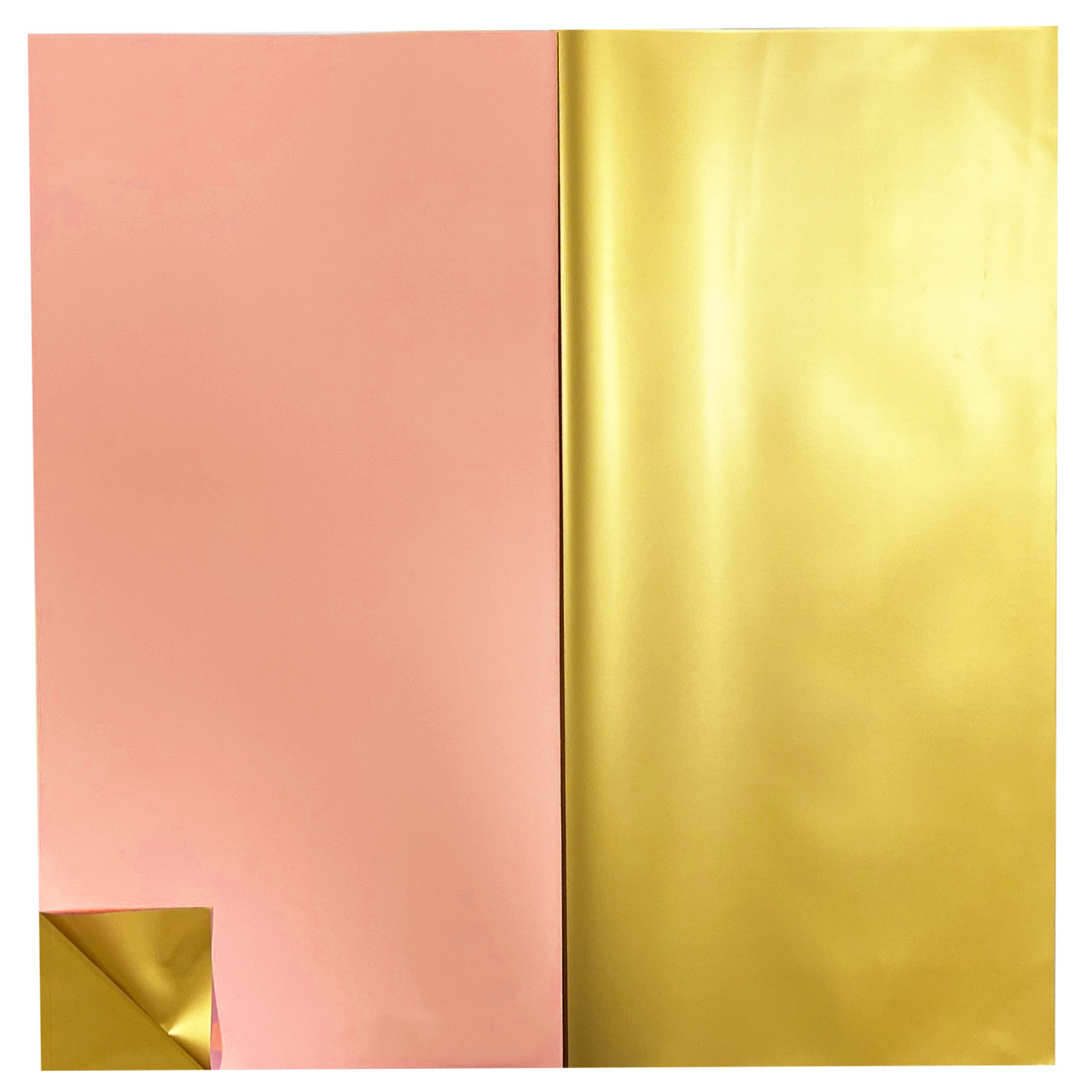 Double Sided Color Flower Wrapping Paper Light Pink+Gold 22.8x22.8  Waterproof 10 Pack 