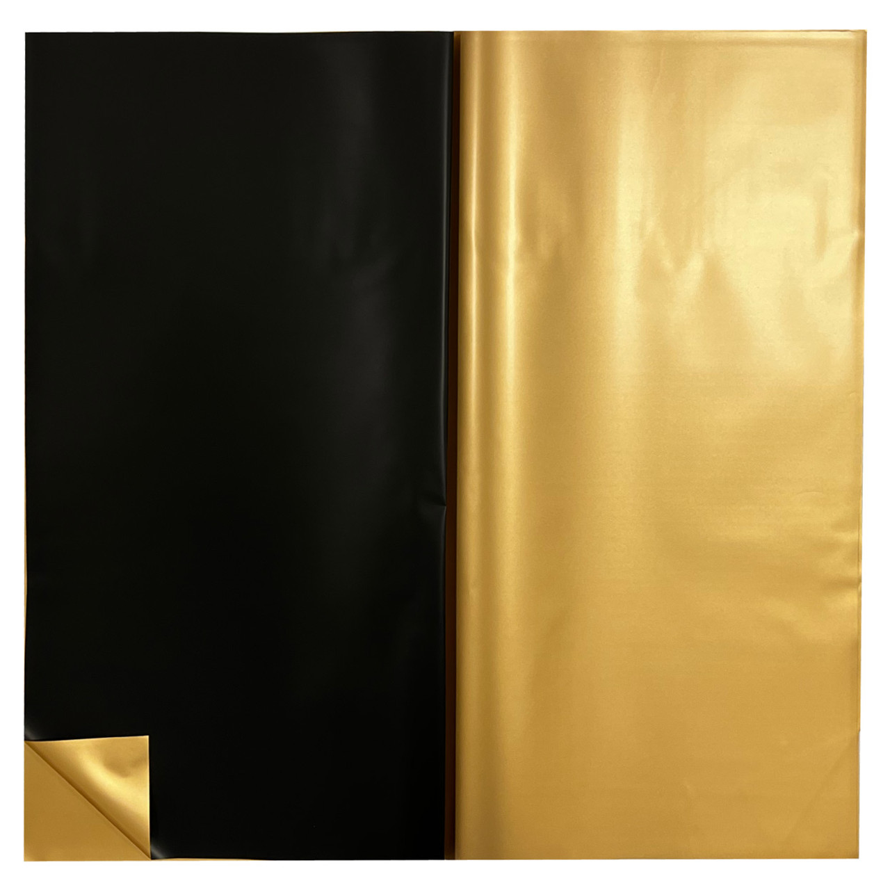 20 Sheets Black Flower Wrapping Paper with 3D Gold Butterfly LED