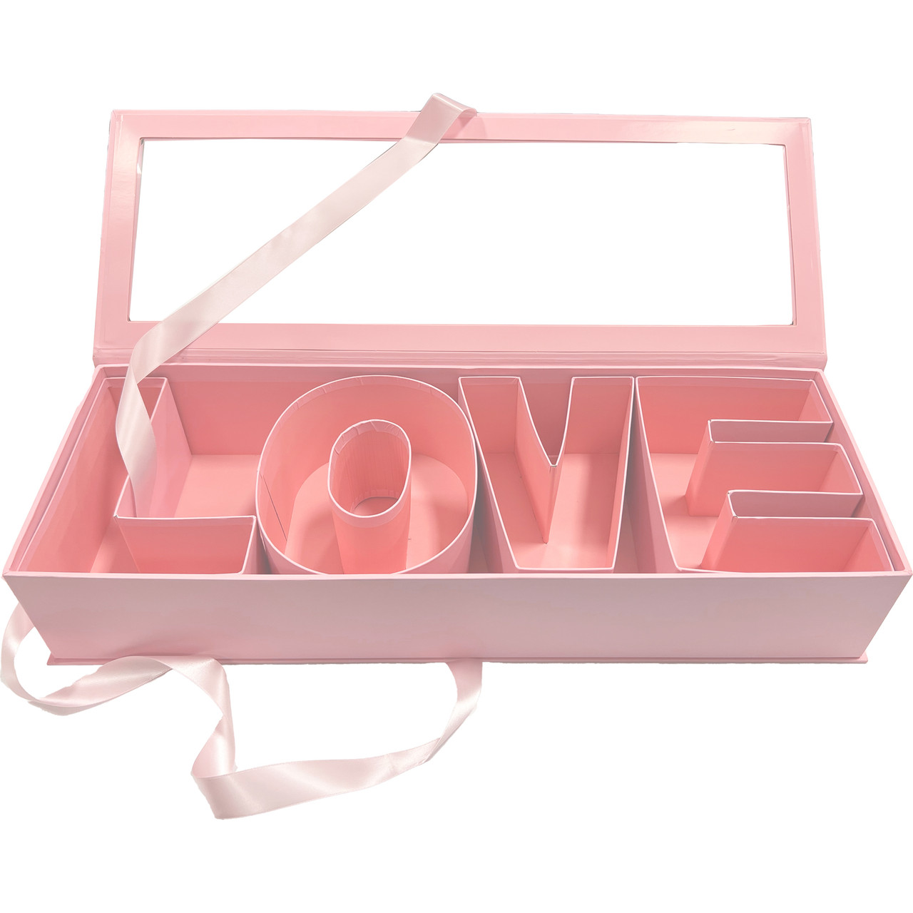 Folding Pink Rectangular I Love You Flower Box With Liners and Foams