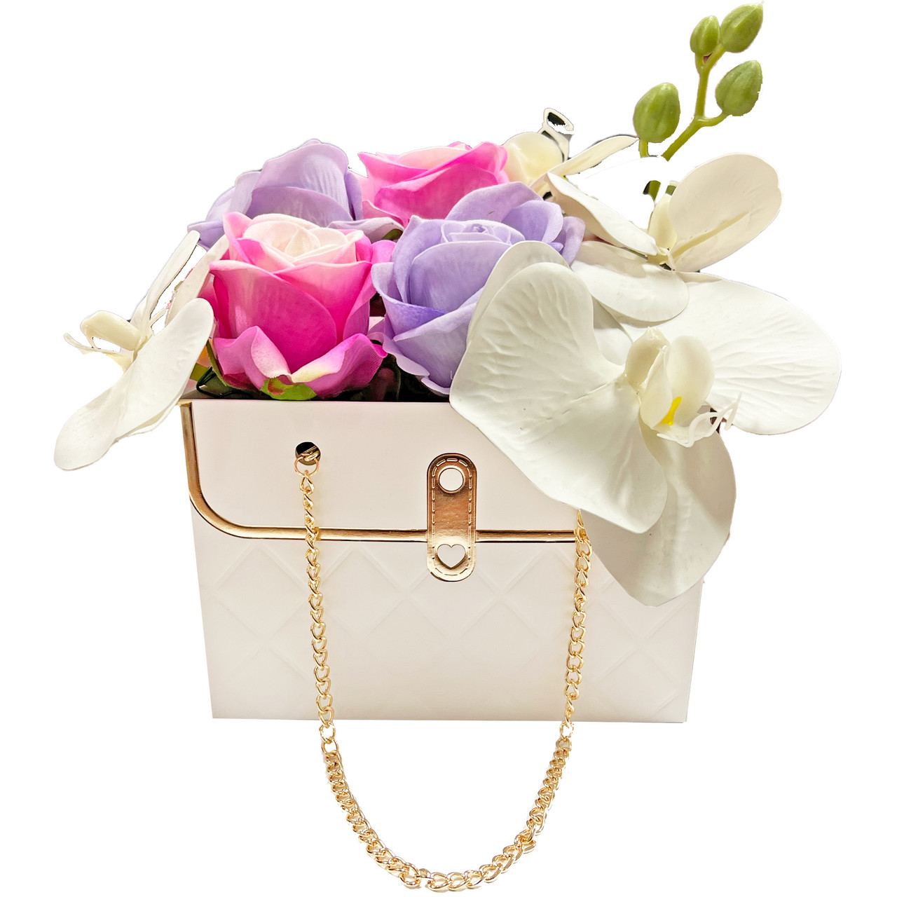 Gold Chain Mini Floral Purse - 4 Pack - White - LO Florist Supplies