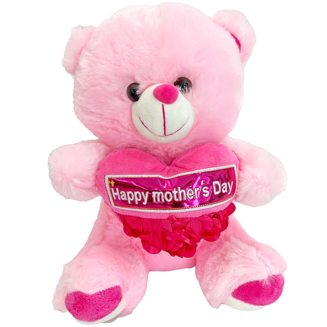 10" Happy Mother's Day Bear with Heart Pink LO Florist Supplies