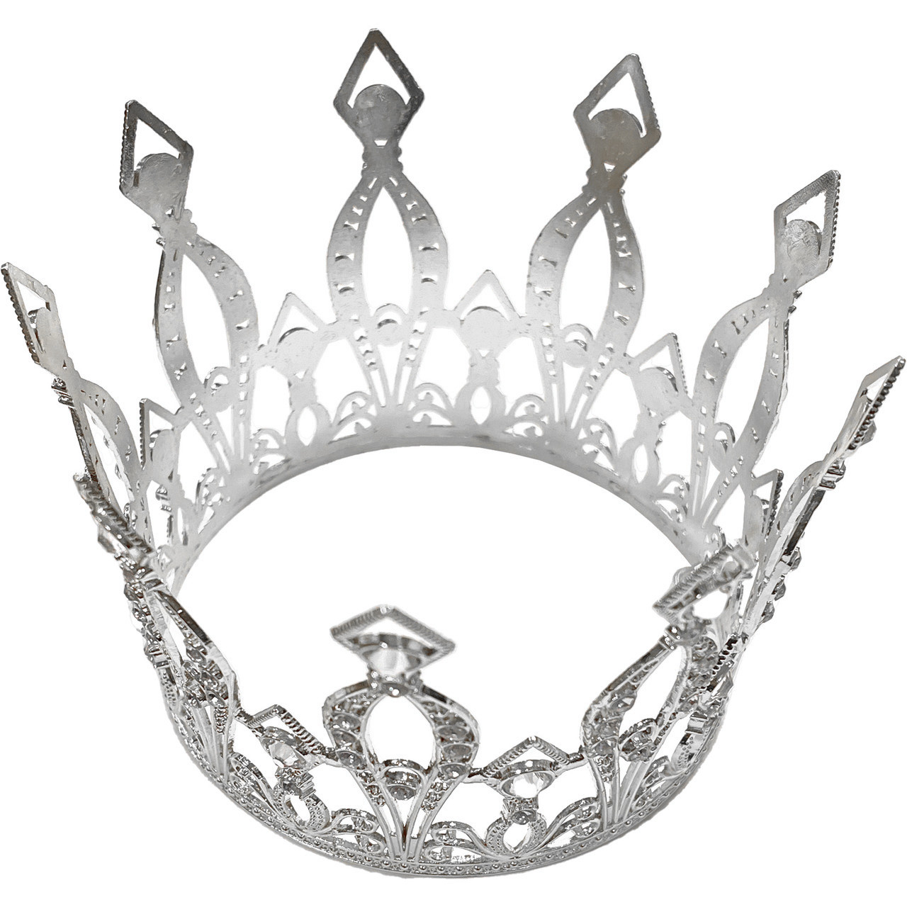 3 Silver Rhinestones Crown with Pearls - LO Florist Supplies