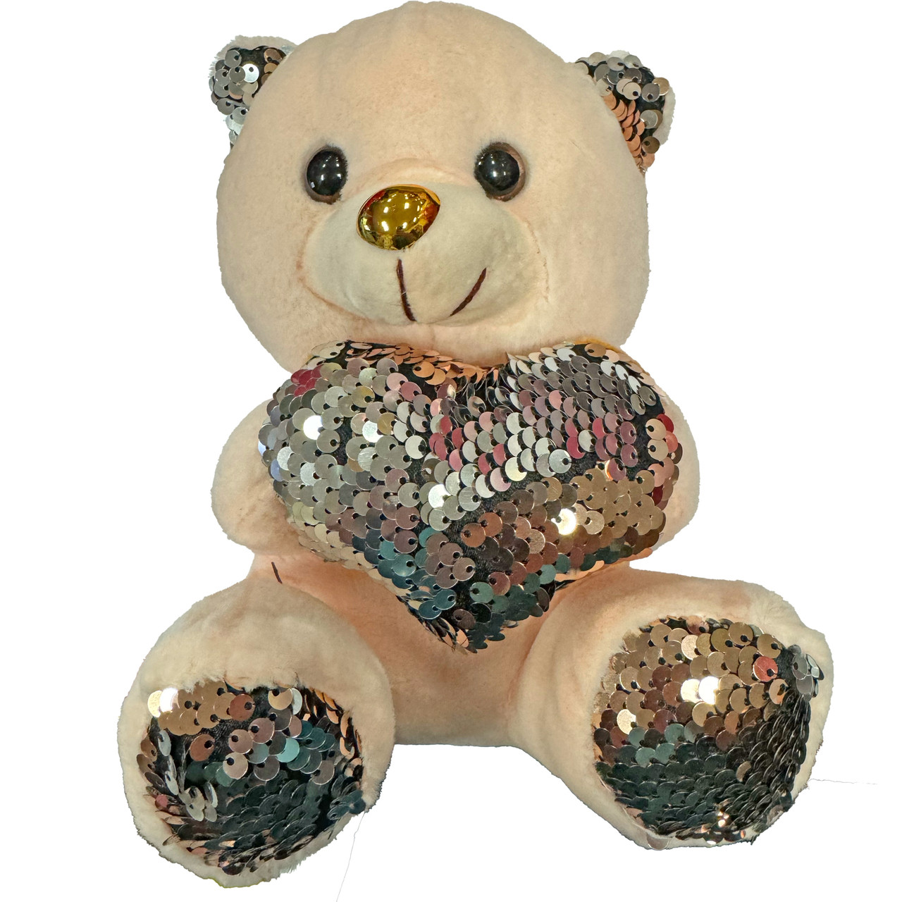 8" Metallic Sequin Teddy Bears - Rose Gold - LO Florist Supplies