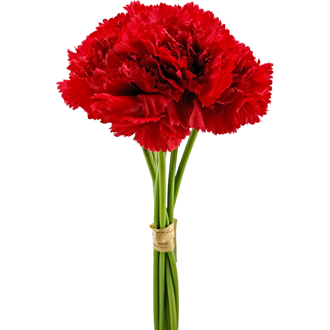 Silk 10” Carnation Bunch - 8 Stems - Red - LO Florist Supplies
