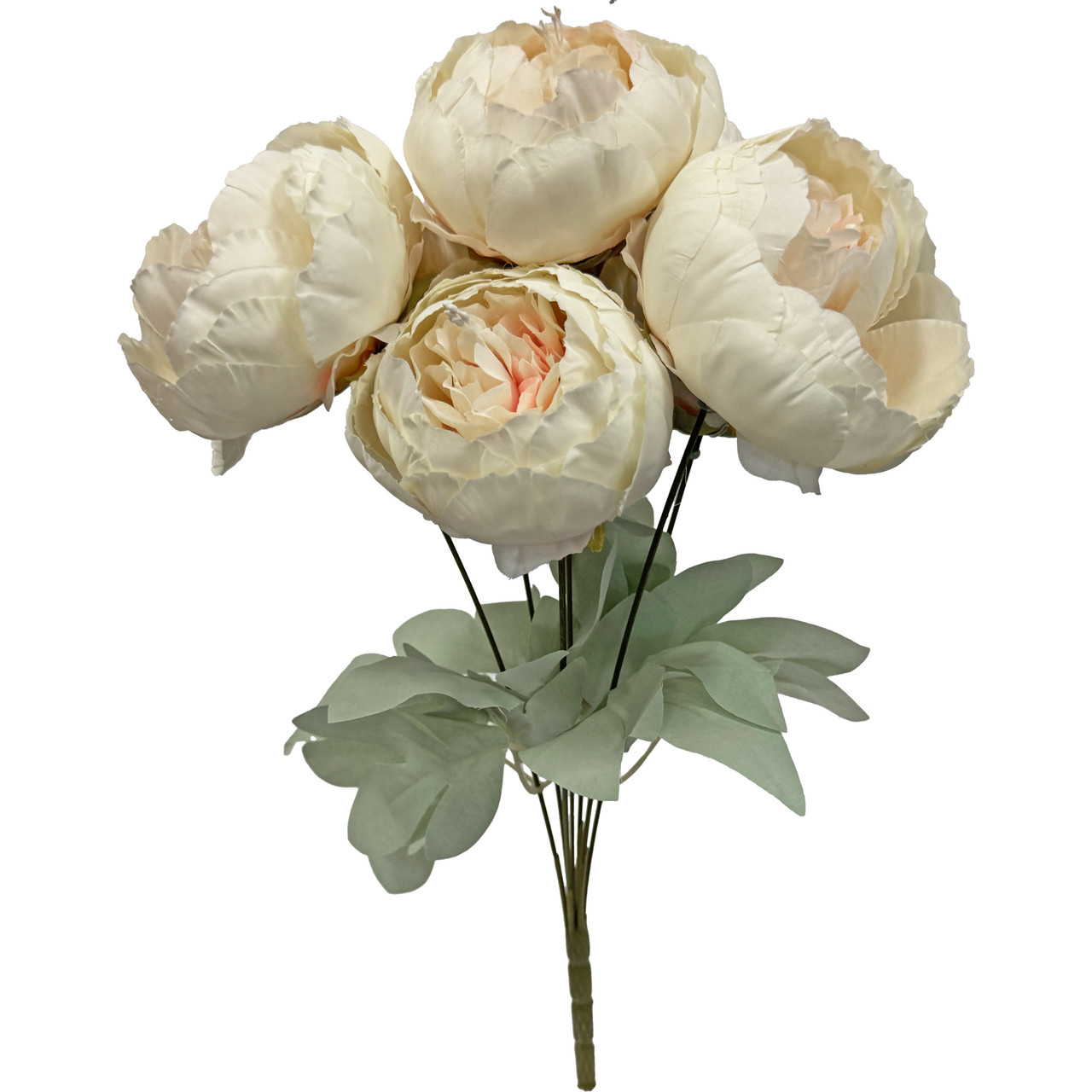 Silk 18” Long Stem 7 Peonies Bouquet - Warm Cream - LO Florist