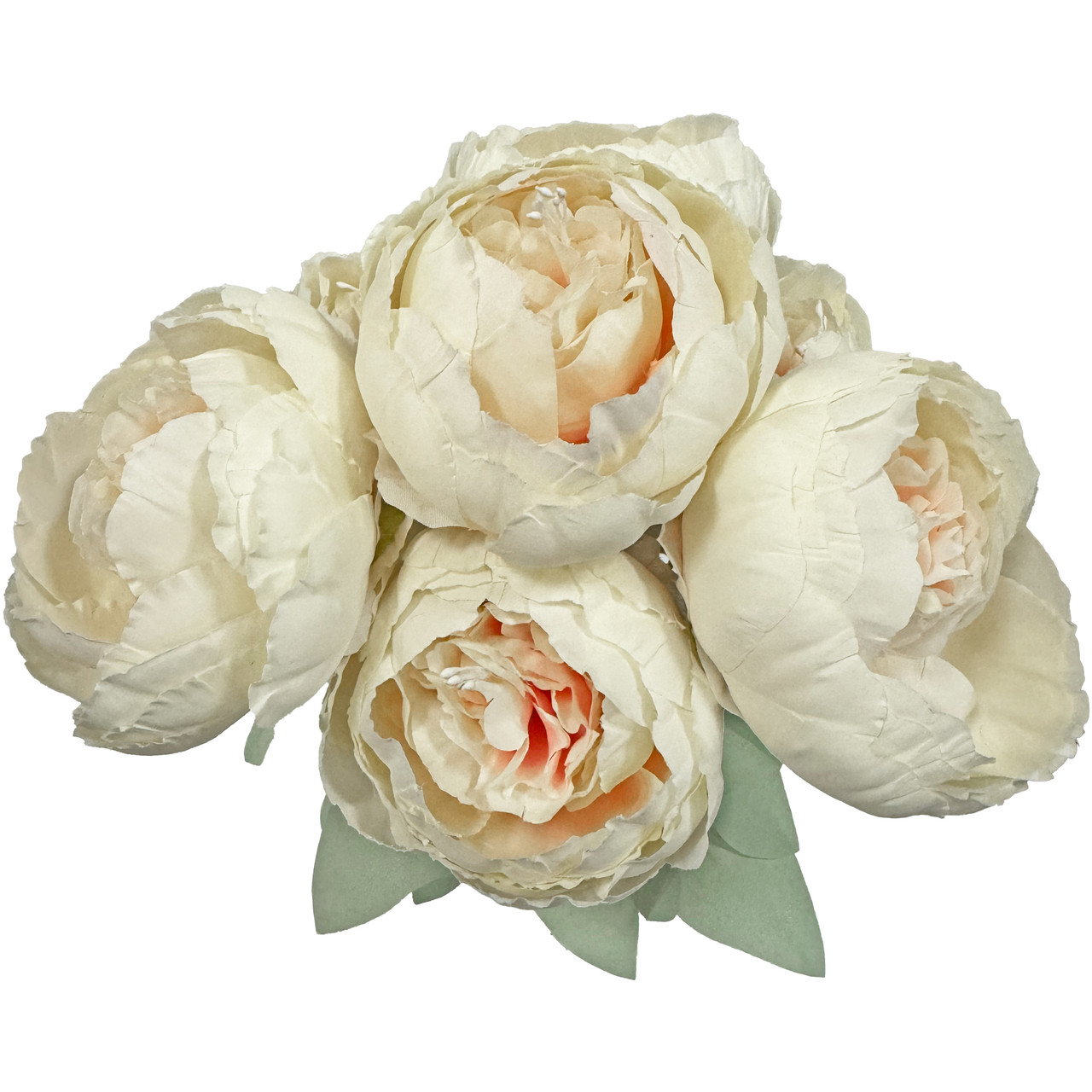 Silk 18” Long Stem 7 Peonies Bouquet - Warm Cream - LO Florist