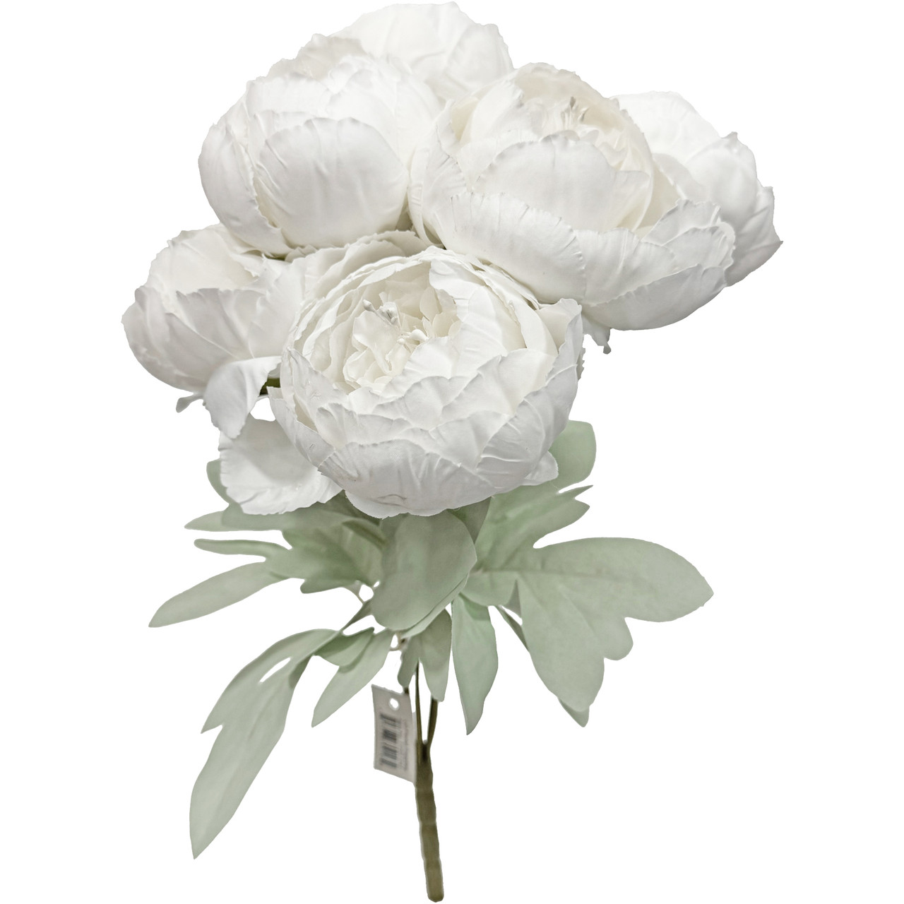 Silk 18” Long Stem 7 Peonies Bouquet - White - LO Florist Supplies