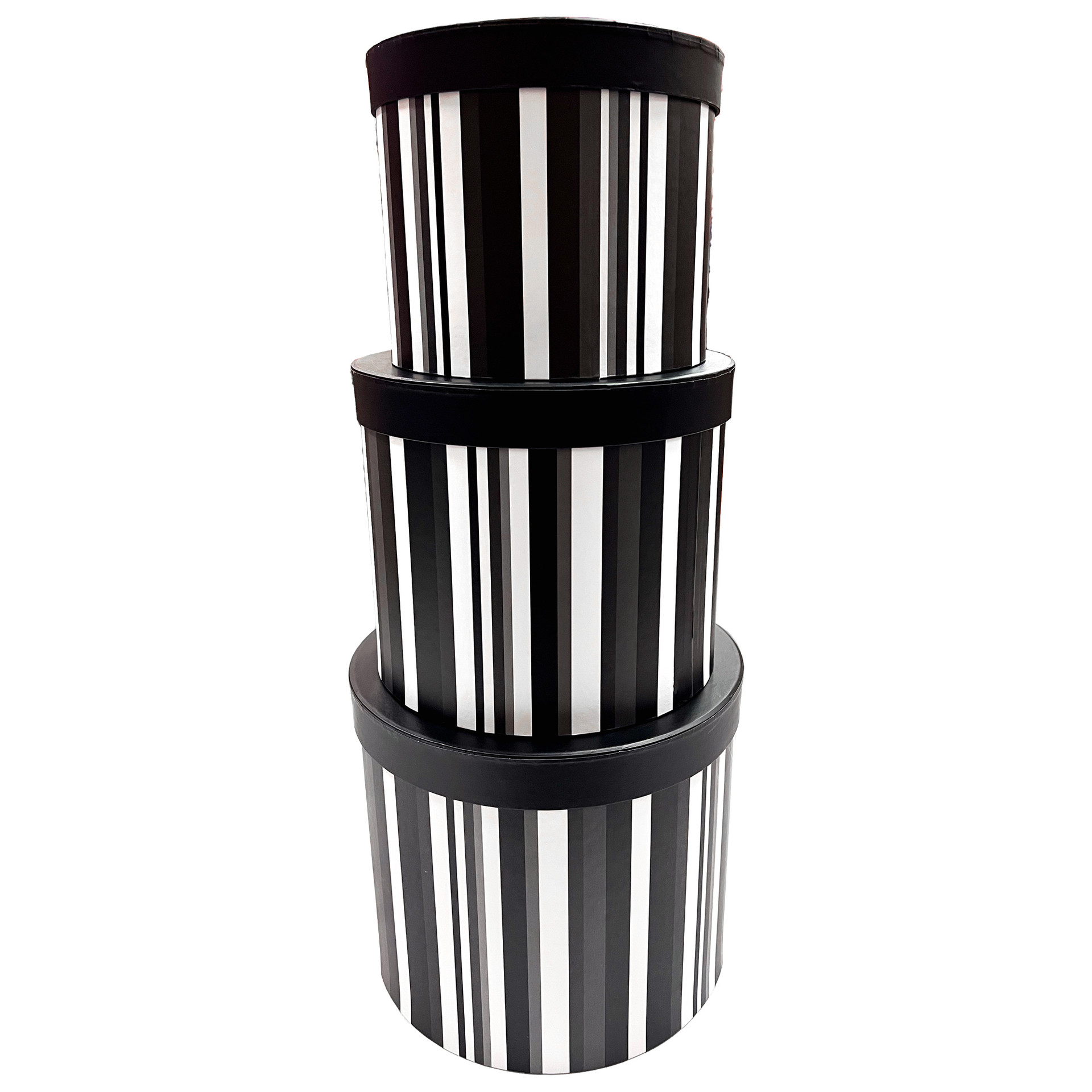 9" Gradient Round Floral Box Set of 3 Black LO Florist Supplies