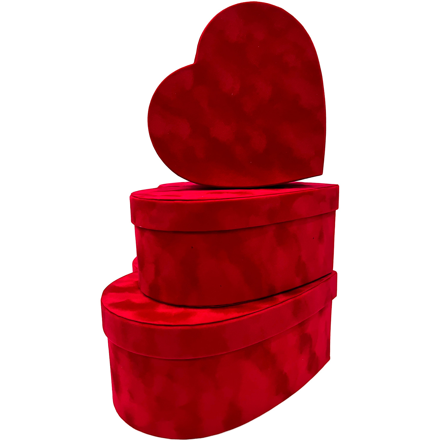 12" Velvet Floral Heart Box Set of 3 Black LO Florist Supplies