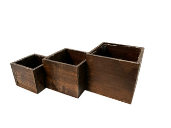 5" Brown Square Wood Planter With Liner 5" Brown Square Wood Planter With Liner