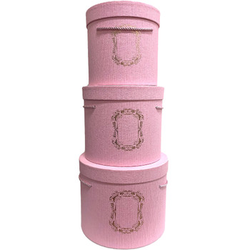 Tall Pink Cylinder Floral Hat Box Set of 3 Tall Pink Cylinder Floral Hat Box Set of 3