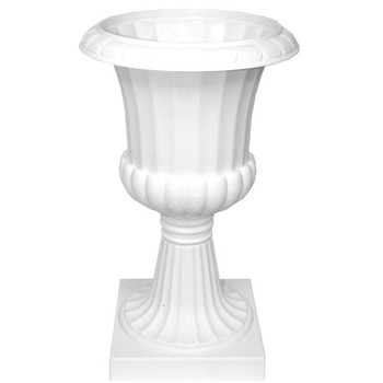 20" White Plastic Floral Urn
