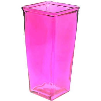 9" Fuchsia Glass Tapered Vase