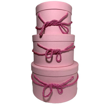 10" Pink Round Gift Boxes Set of 3
