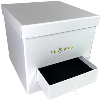 White Square Floral Box with Drawer White Square Floral Box with Drawer