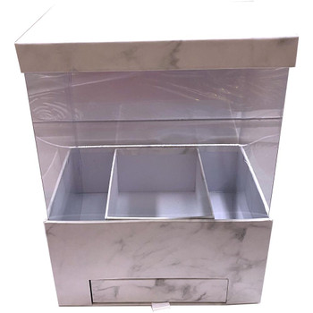 12" Marbled Floral Box with Drawer and Insert - White 12" Marbled Floral Box with Drawer and Insert - White