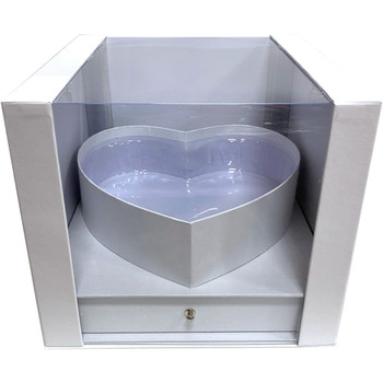 9.5" Heart Display Box with Drawer - White 9.5" Heart Display Box with Drawer - White
