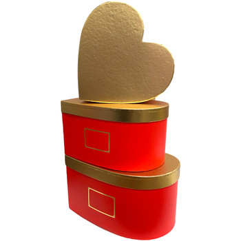 12" Gold Lid Floral Heart - Red 12" Gold Lid Floral Heart - Red