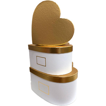 12" Gold Lid Floral Heart - White