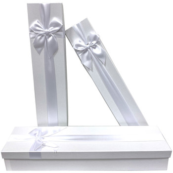18.75" White Tall Decorative Floral Box - Set of 3