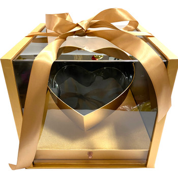 10.5" Luxury Heart Display Box with Drawer - Gold