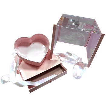 10.5" Luxury Heart Display Box with Drawer - Pink