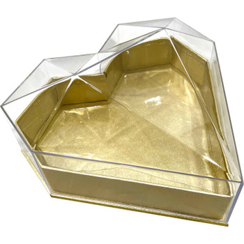 10" Diamond Heart Floral & Berry Box - Shiny Gold