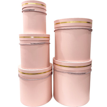 Extra Large Tall Cylinder Floral Box Set of 5 - Pink