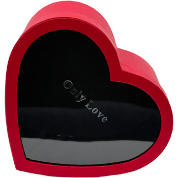 10" Acetate Lid Textured Heart Floral Box - Red