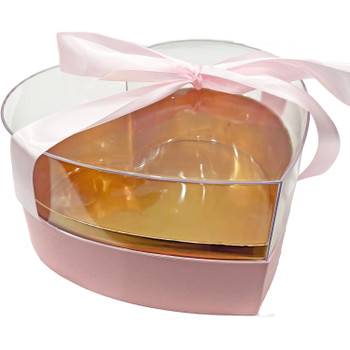 10" Acrylic Enclosed Heart Floral & Berry Box - Pink