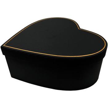 15" XXL Satin Floral Heart Box - Black