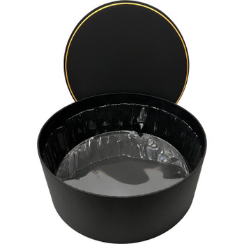 15" XXL Satin Floral Round Box - Black