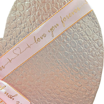 12" Alligator Print Heart Gift Box with Ribbon - Set of 3 - Rose Gold